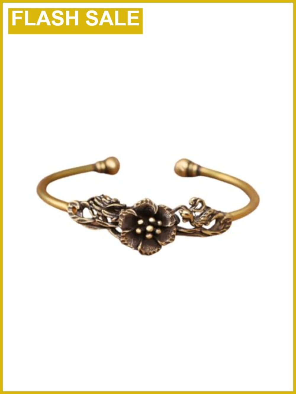 Brass Open Bangle Vintage Style Adjustable Bracelet Gift for Her